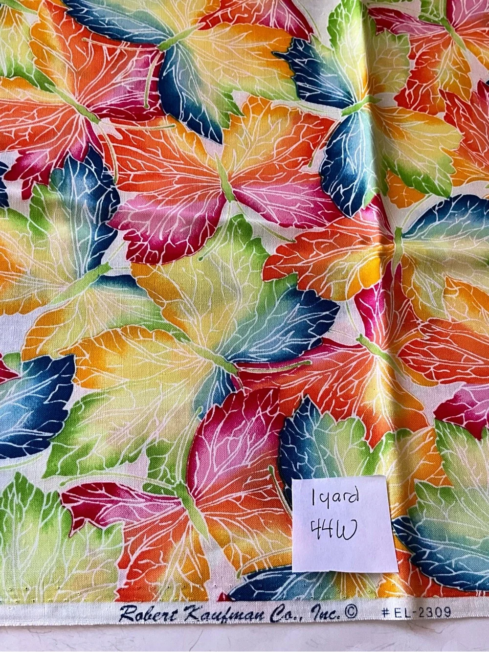 Quilting Sewing Crafts Material Robert Kaufman Butterflies Leaves Vibrant Colors